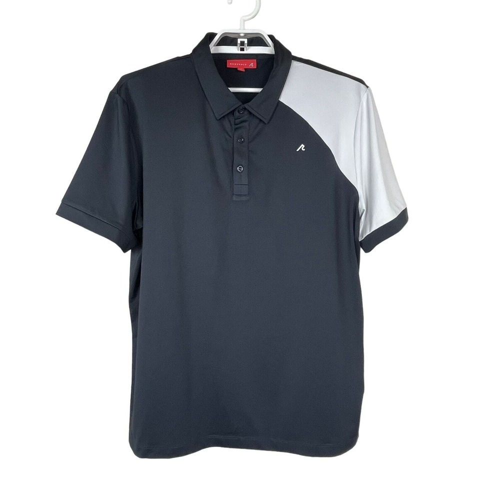 Redvanly Polo Shirt Mens XL Navy White Colorblock Performance Golf Short Sleeve